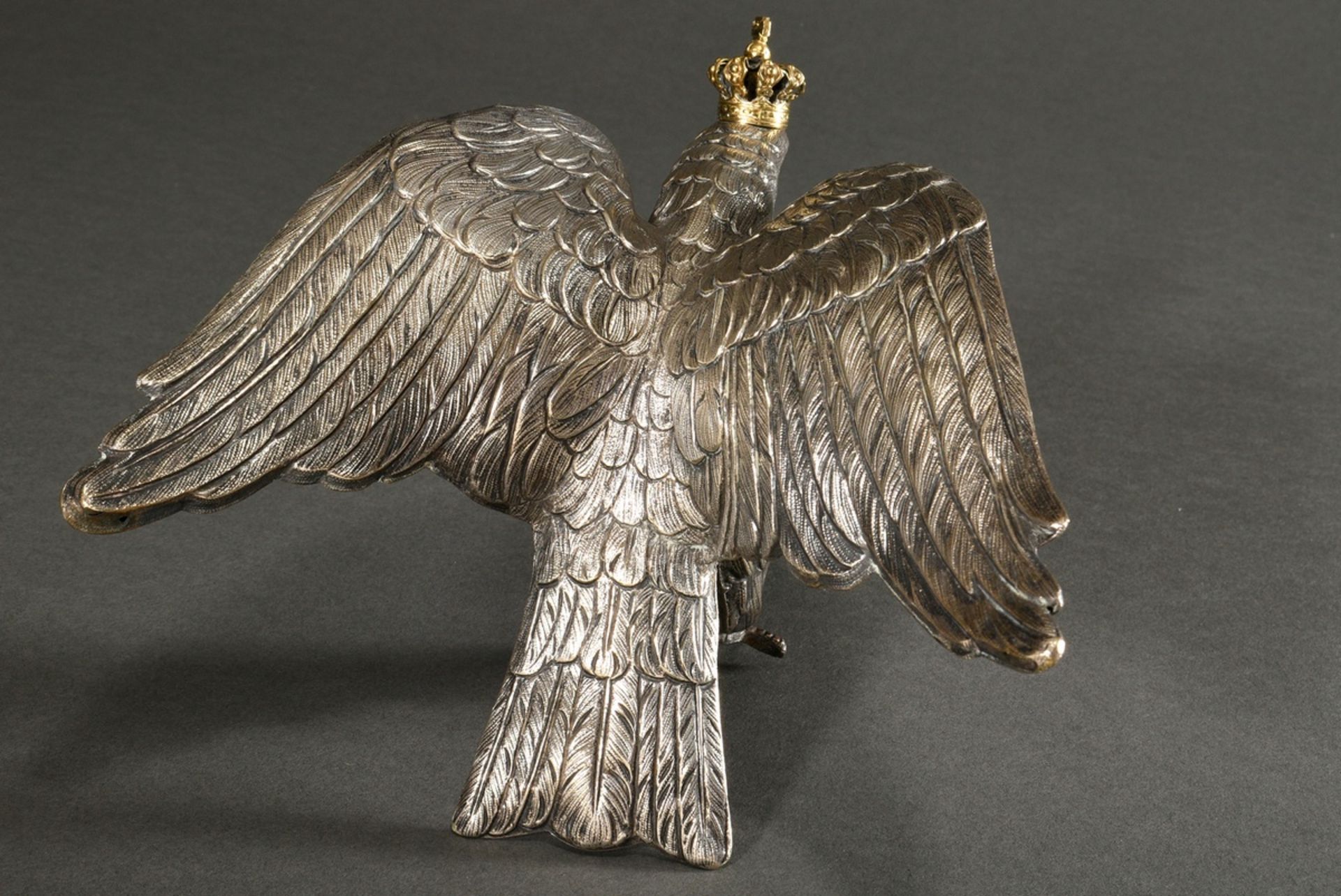 Wilhelmine eagle with German imperial crown in finely chiselled design, approx. 1880/1900, silver-p - Image 8 of 8