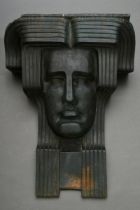 Bock, Arthur (1875-1957) "Großer Kopf", Bronze Bauplastik in abstrahierter Jugendstil Façon, um 190