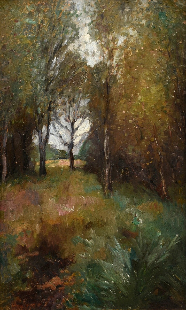 Herbst, Thomas (1848-1915) "Birch grove", oil/painting board, verso estate stamp, Catalogue raisonn