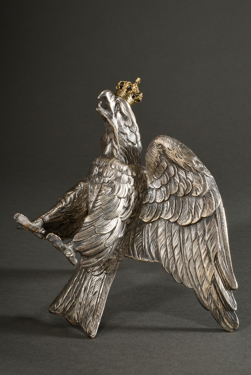 Wilhelmine eagle with German imperial crown in finely chiselled design, approx. 1880/1900, silver-p - Image 3 of 8