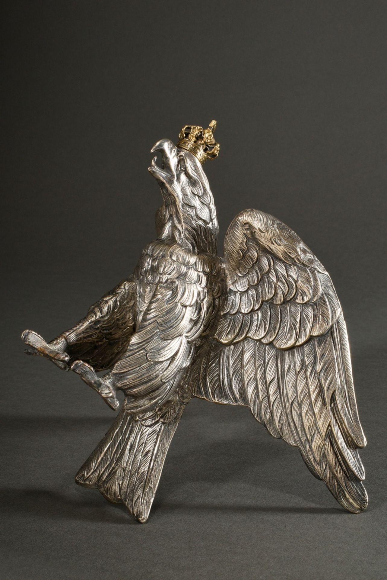 Wilhelminischer Adler mit deutscher Kaiserkrone in fein ziselierter Ausführung, um 1880/1900, Metal - Bild 3 aus 8