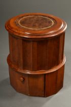 English library toilet in column form, mahogany with gold-punched brown leather on the top, around 