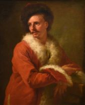 Unknown portraitist of the 18th c. "Tsar Peter the Great (1672-1725)", oil/canvas laminated on hard