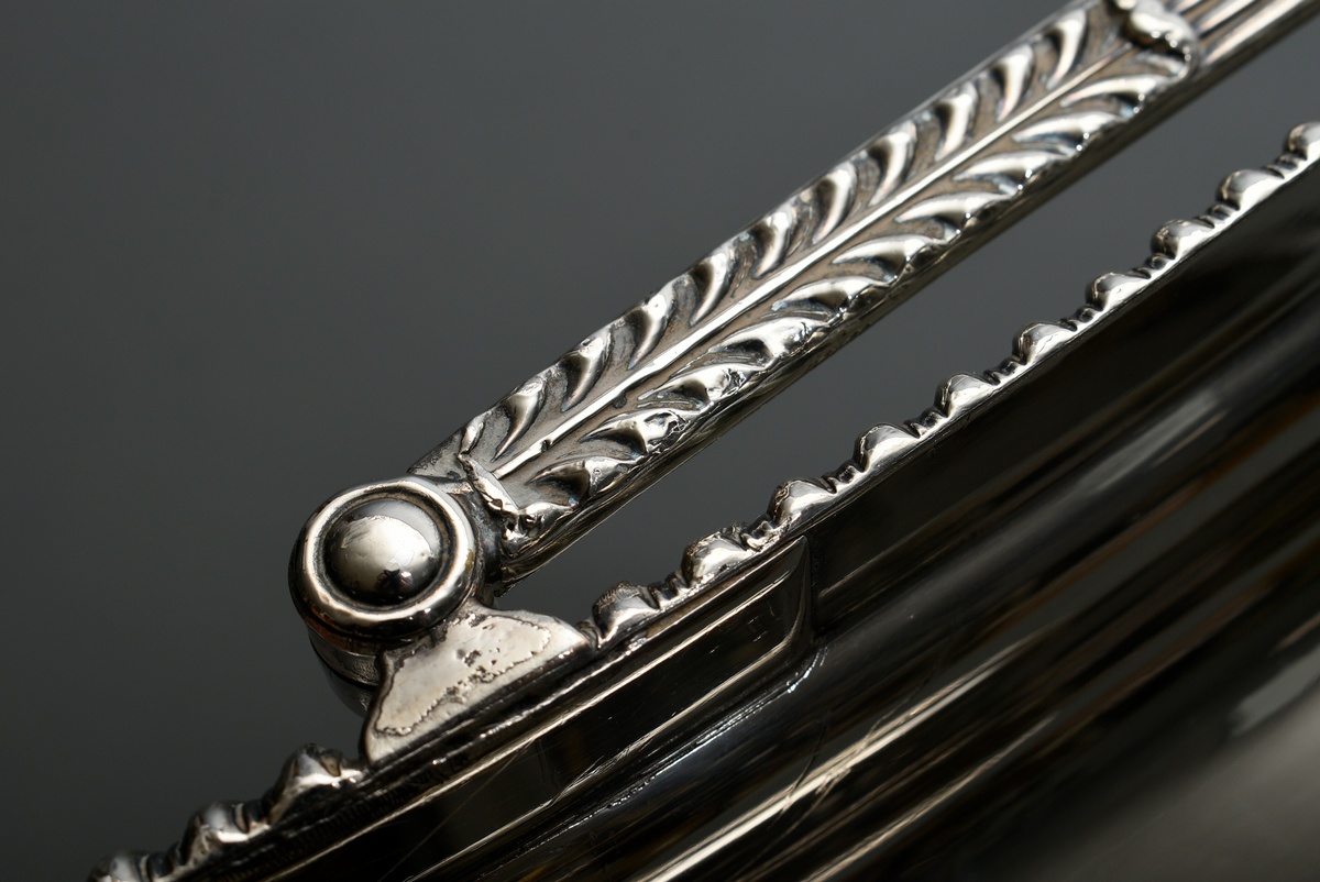 Large silver-plated pastry or fruit basket with hinged handle and grooved rim, engraved ‘Habsburg d - Image 7 of 8