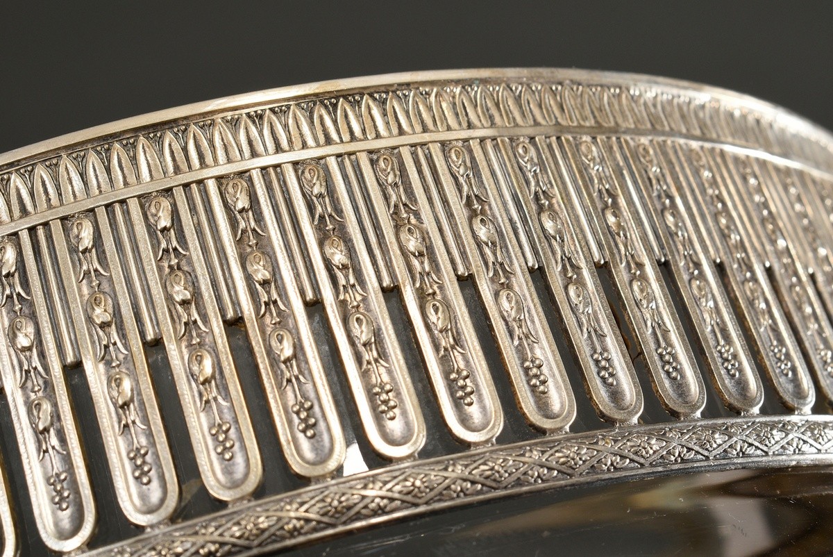 Runde Kristall Schale mit ornamentiertem Silber 800 Rand, H. 10cm, Ø 22cm - Bild 2 aus 4