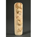 Fine ivory carving with semi-plastic animal depictions ‘monkey, bat and insect’, Japan, Meiji perio