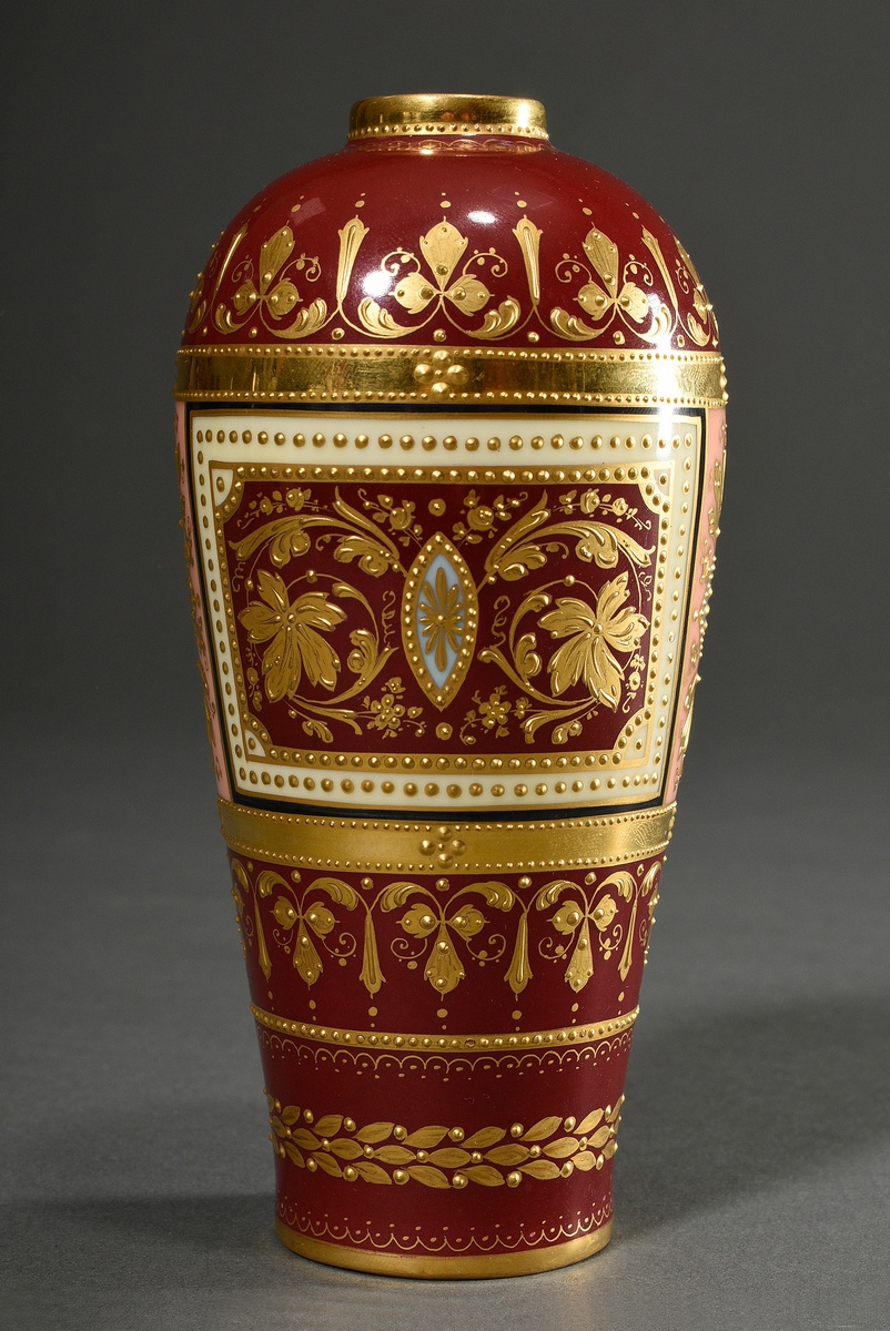 Baluster vase with polychrome painting, rich gold relief and flawless "Portrait of a lady: Mdm. Lav - Image 3 of 6