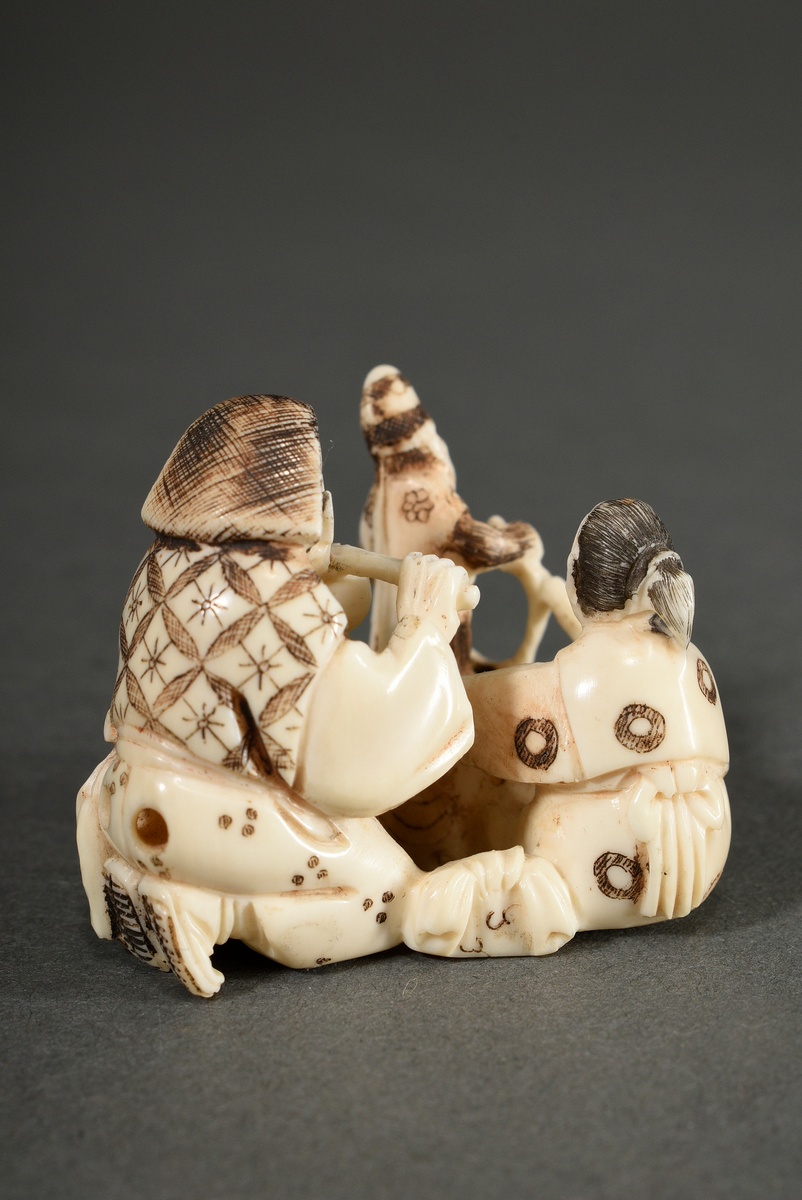 2 Various ivory netsuke and carving: ‘Actor with turning head and calabash’ (signed Shôzan 松山, h. 5 - Image 5 of 13