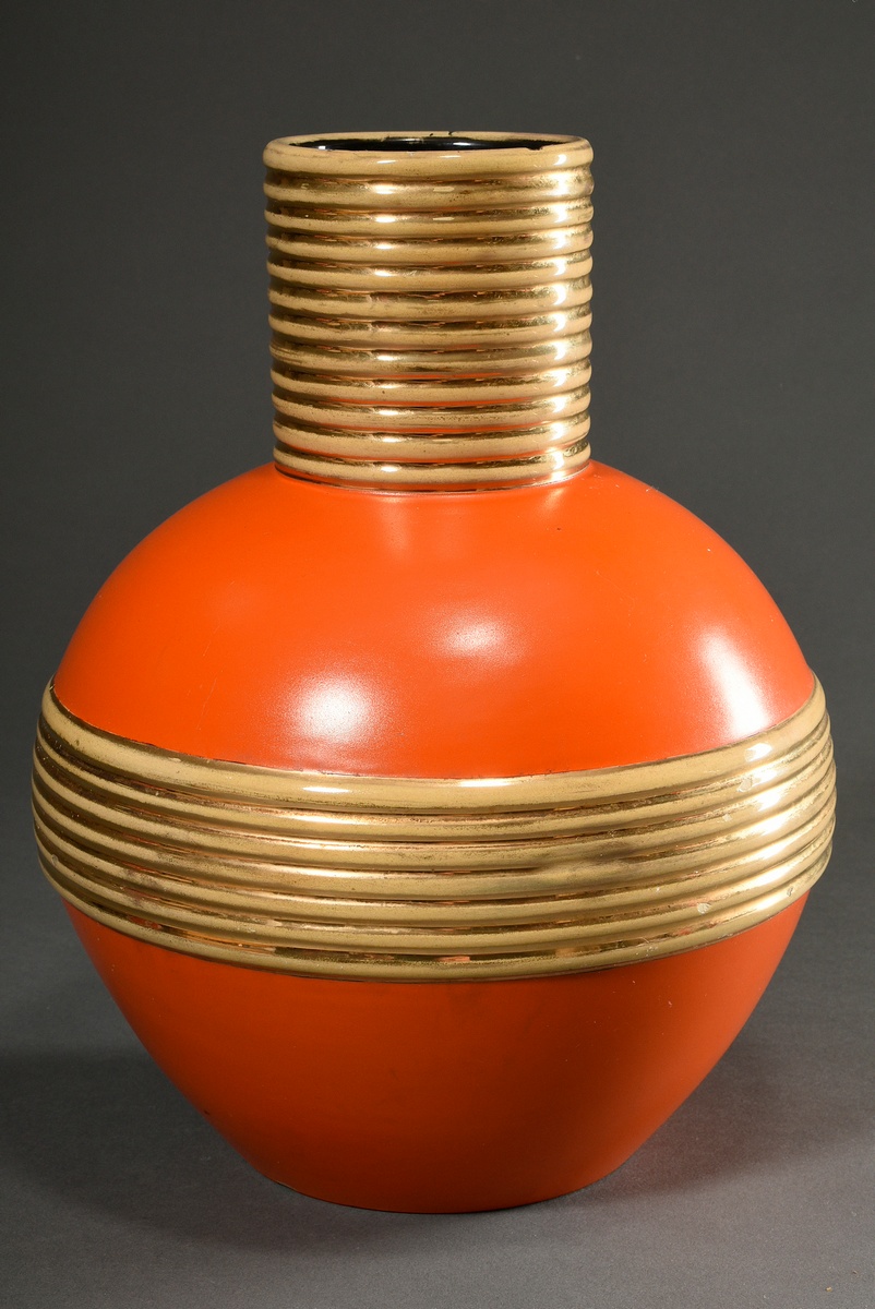 3 Various Italian Midcentury vases, c. 1950, ceramic with coloured decorations and gilding on an or - Image 5 of 10