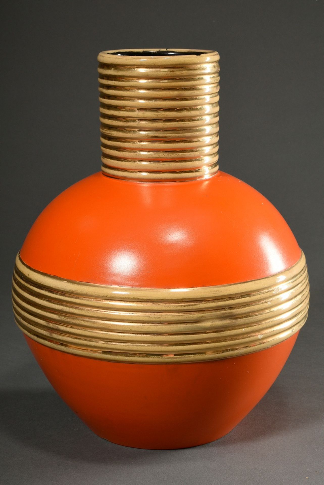 3 Diverse italienische Midcentury Vasen, um 1950, Keramik mit farbigen Dekoren und Vergoldung auf o - Bild 5 aus 10