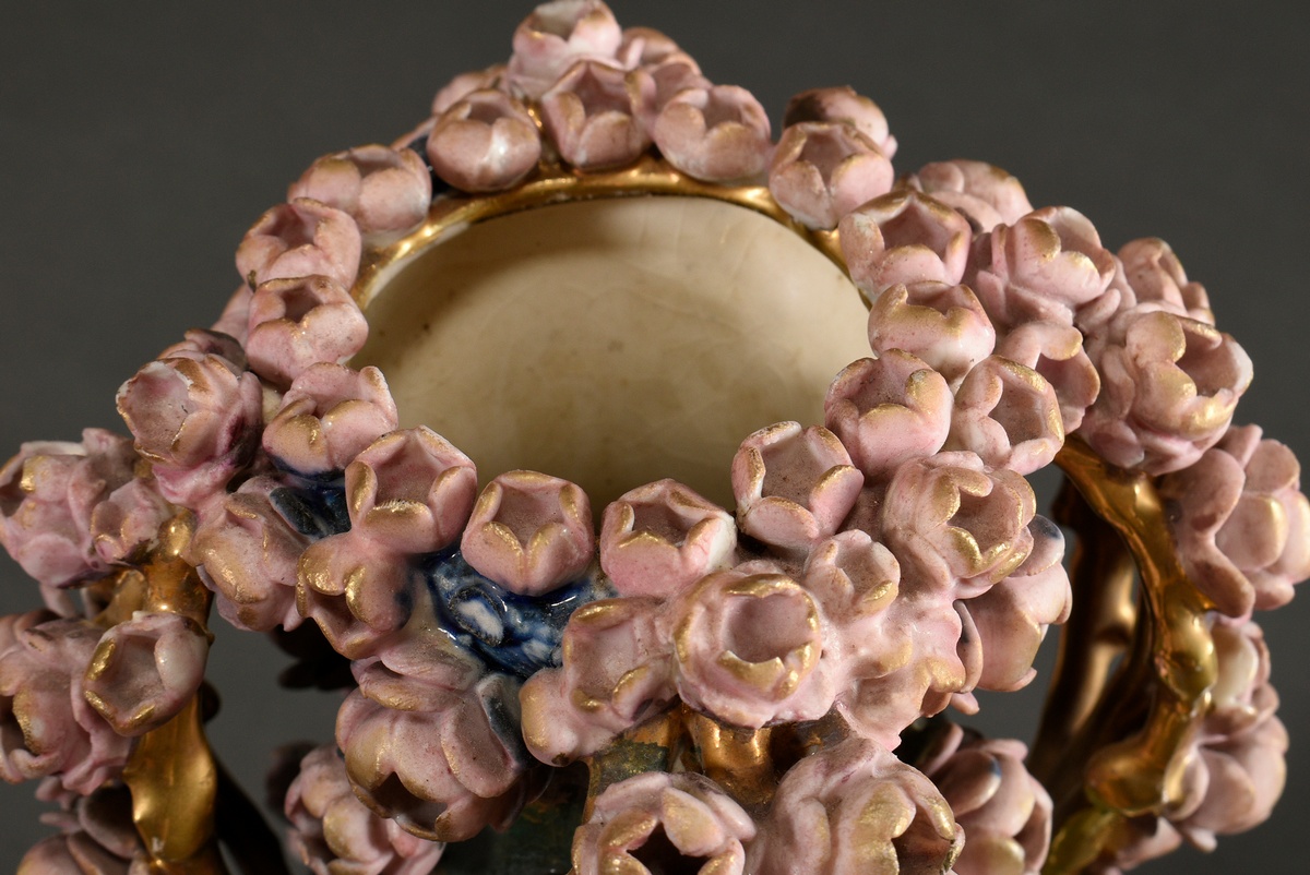 2 Various pieces of Art Nouveau ceramics with sculptural flowers and powdered gold decoration, Amph - Image 11 of 12