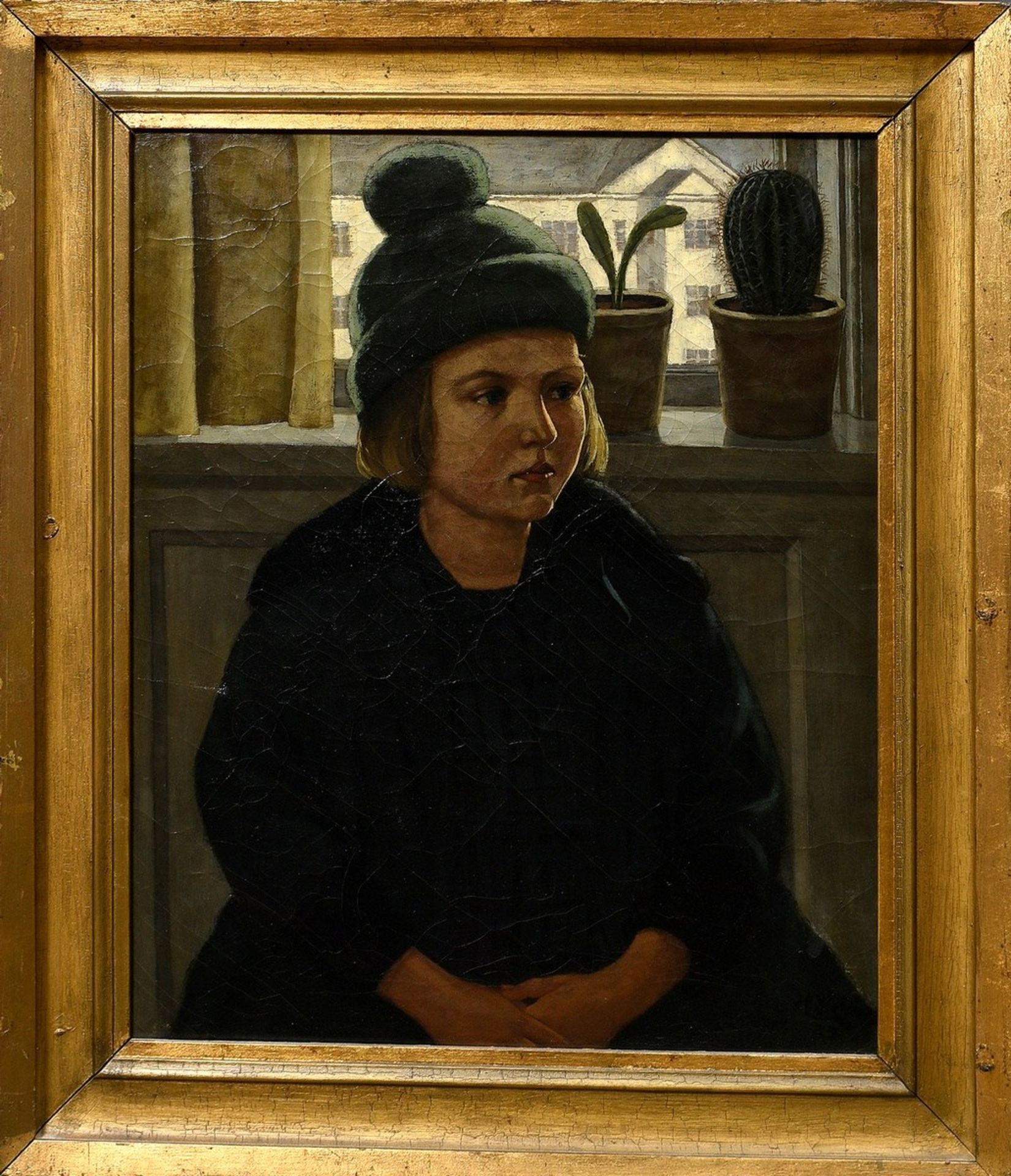 Helme, Helge (1894-1987) "Pige ved vindue (Mädchen am Fenster)" 1923, Öl/Leinwand, u.r. sign./dat., - Bild 2 aus 8