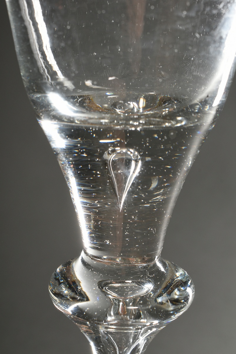 3 Baroque goblets in the Lauenstein style, colourless, slightly greyish glass, bell-shaped base wit - Image 4 of 4