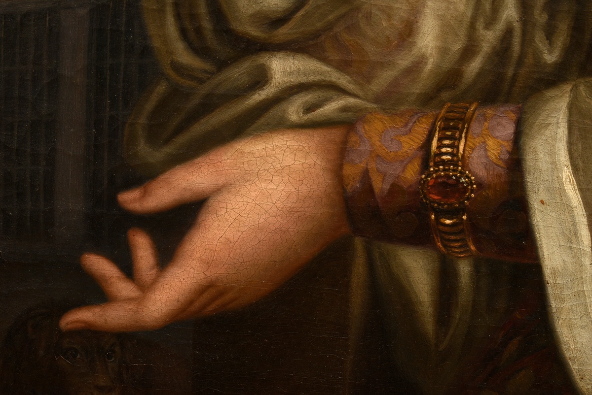 Wedeking, August Wilhelm (1807-1876) "The Lady with the Glove" 1844, oil/canvas, sign./dat. lower l - Image 4 of 12