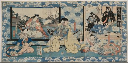 Utagawa Kuniteru II (1829-1874) Kabuki Stück "Yoshitsune senbon zakura" (Yoshitsune und 1000 Kirsch