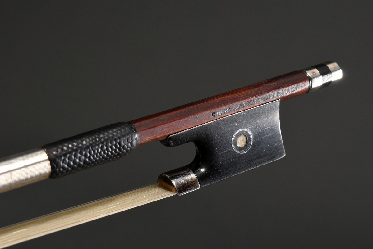 Master violin bow, Saxony 20th century, branded "C. Hans Karl Schmidt Dresden", octagonal pernambuc - Image 10 of 15