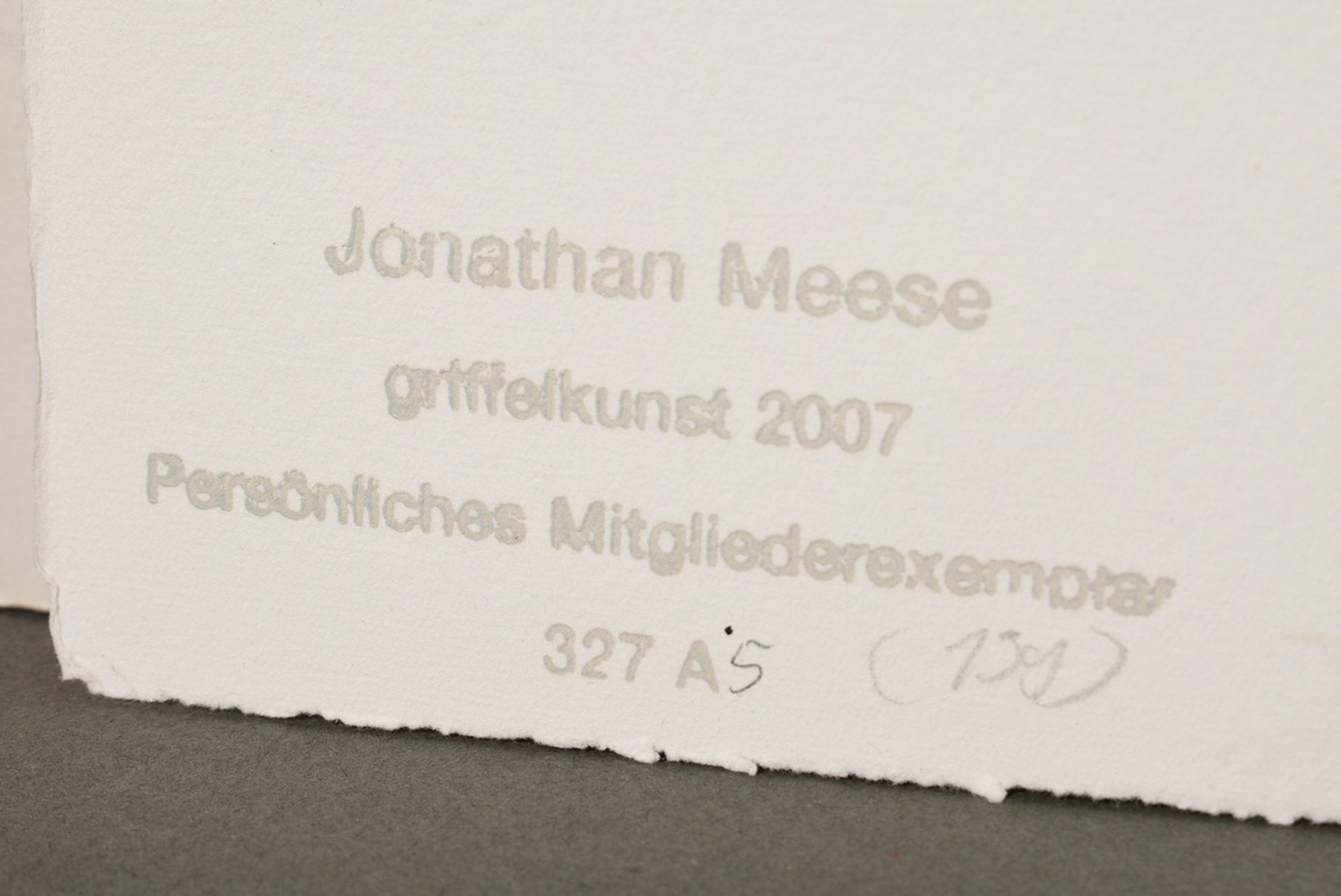Meese, Jonathan (*1970) "DON SKELETTI IM FETTNAPF MIT 10 ZÄPFCHEN" 2007, Radierung, u. sign., verso - Bild 4 aus 4