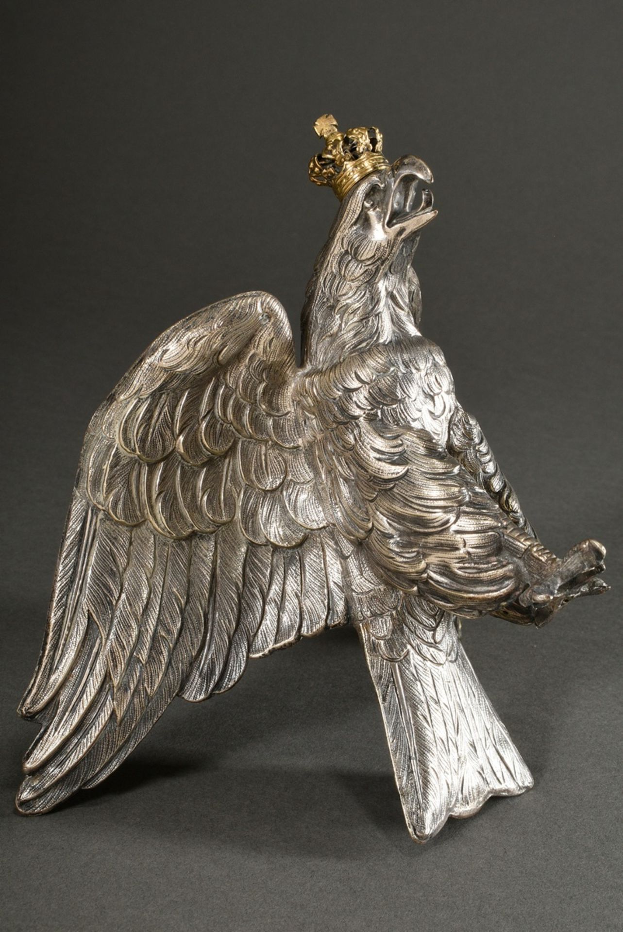 Wilhelmine eagle with German imperial crown in finely chiselled design, approx. 1880/1900, silver-p - Image 2 of 8