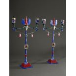Pair of Casenove, Pierre (* 1943) ‘Aria’ girandoles, 2 flames, cast metal, painted in colour, with 