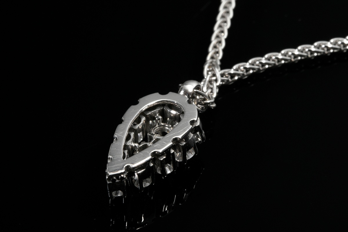 2 Pieces of elegant white gold 585 jewelry: diamond pendant (approx. 0.90ct/VSI/W, 2.5x1.2cm) on fo - Image 3 of 3