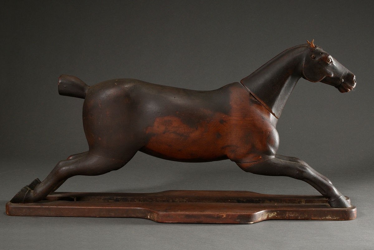 Drawing model ‘Galloping horse’, wood painted with leather ears and remains of the bridle, 19th cen - Image 5 of 20