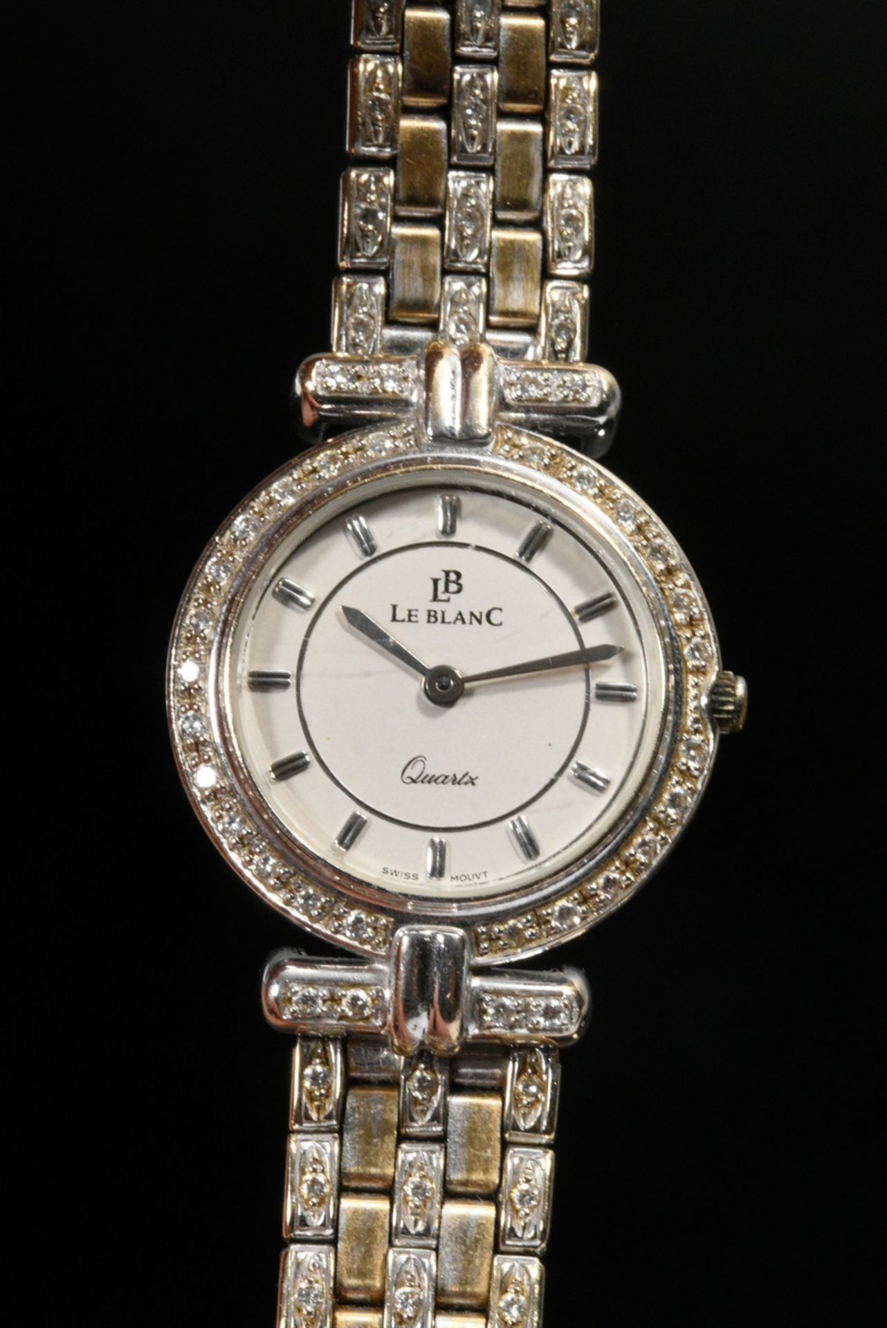 Weißgold 750 LeBlanc Armbanduhr mit Brillanten (zus. ca. 0.80ct,SI/W), Quartzwerk, 49g, L. 18cm, ga - Bild 4 aus 4