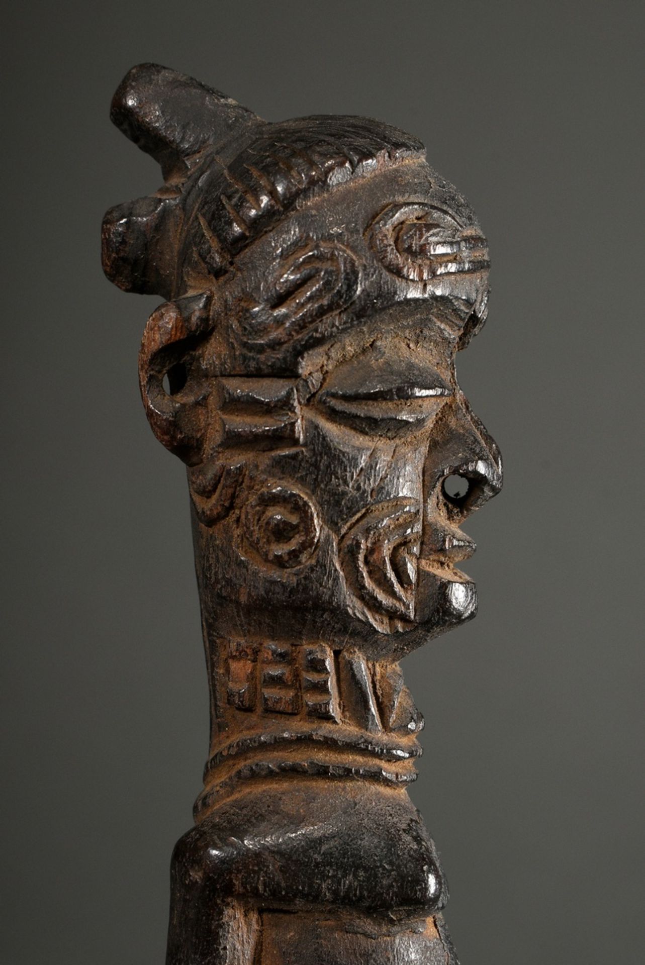 Ancient figure of Lulua, Central Africa/ Congo (DRC), early 20th c., wood, head, face and coiffure  - Image 9 of 10