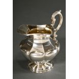 Late Biedermeier milk jug with cambered body and ornamental ear handles, MM: Spille, silver 12 lot,