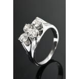 Modern white gold 750 ring with 4 diamonds (together approx. 0.90ct/VSI/W), 4.7g, size 52