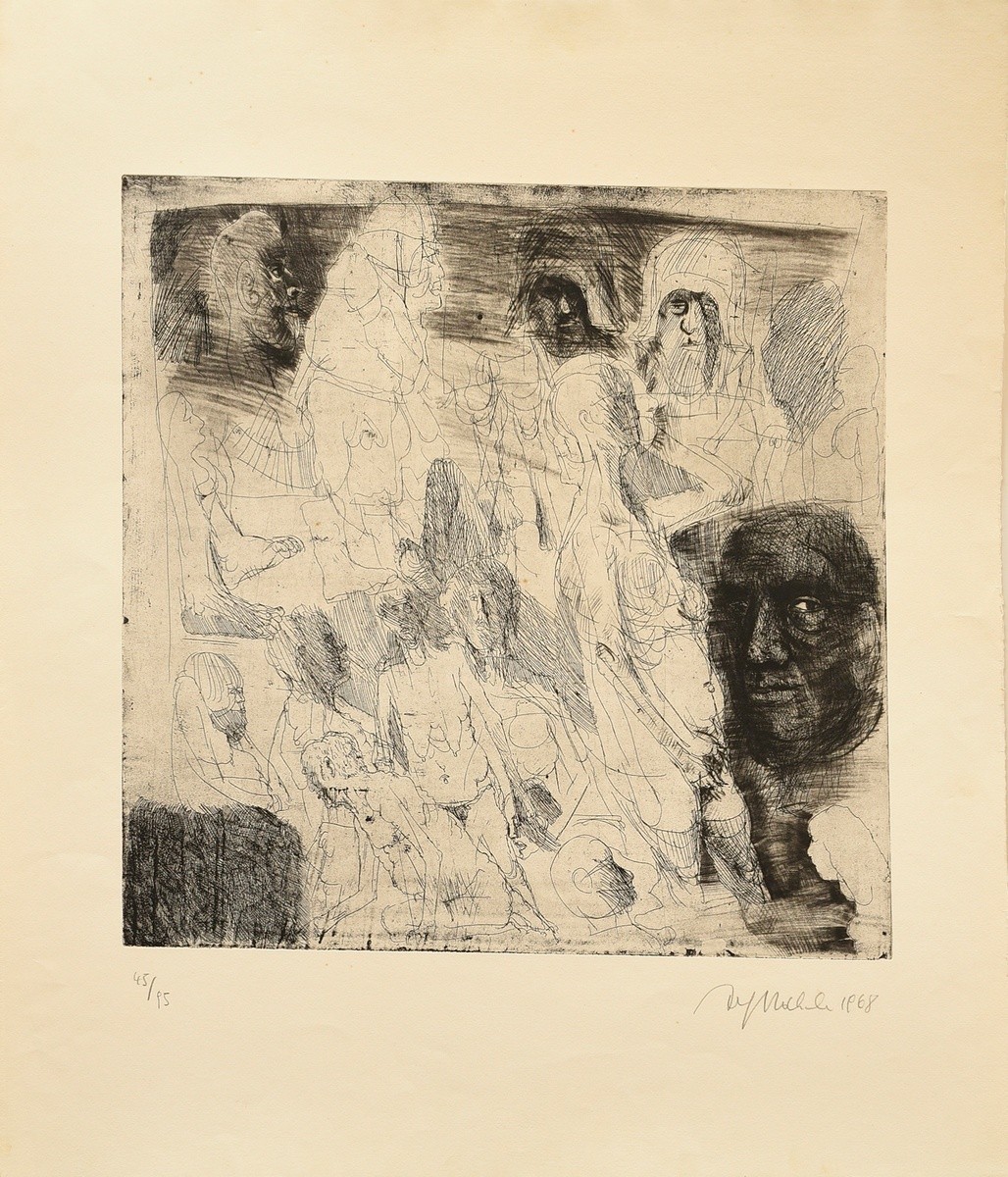 Hrdlicka, Alfred (1928-2009) 'Head and Nude Studies' 1968, etching, 45/95, sign./dat./num. below, 4 - Image 2 of 3