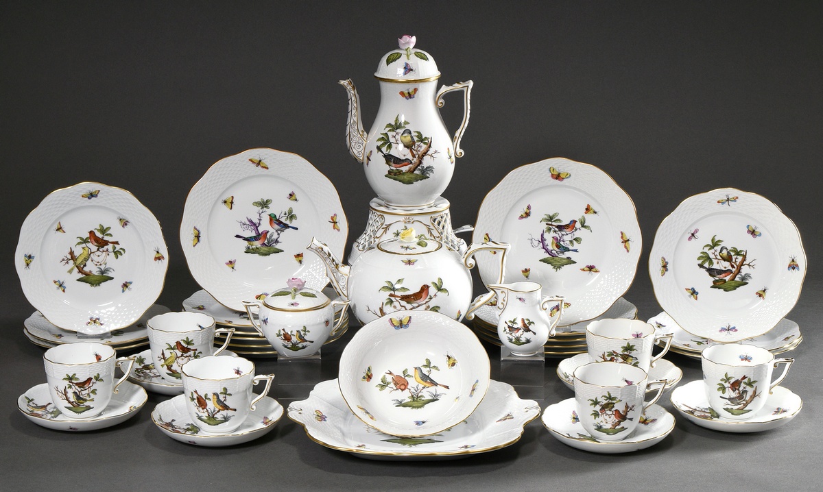 31 Pieces Herend coffee and tea service "Rothschild", Hungary 20th c., consisting of: 1 coffee pot  - Image 2 of 11