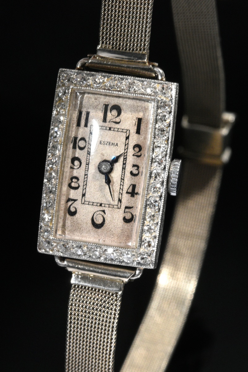 White gold 585 Eszeha evening watch with diamond octagonal bezel (approx. 0.50ct/SI/W) approx. rect - Image 5 of 5