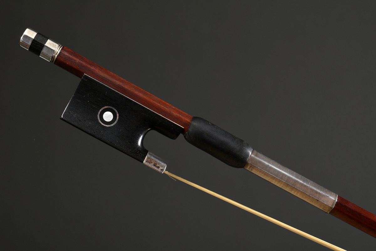 Master violin bow, Saxony 20th century, brand stamped "C. Hans Karl Schmidt Dresden", octagonal to  - Image 6 of 14