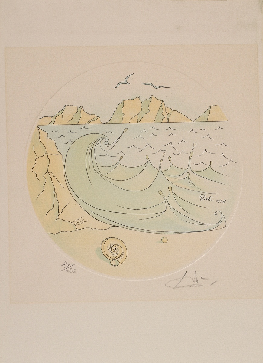 Dali, Salvador (1904-1989) "Aquarius" 1978, Farbradierung, 71/250, u. sign./num., i.d. Platte sign. - Bild 2 aus 3