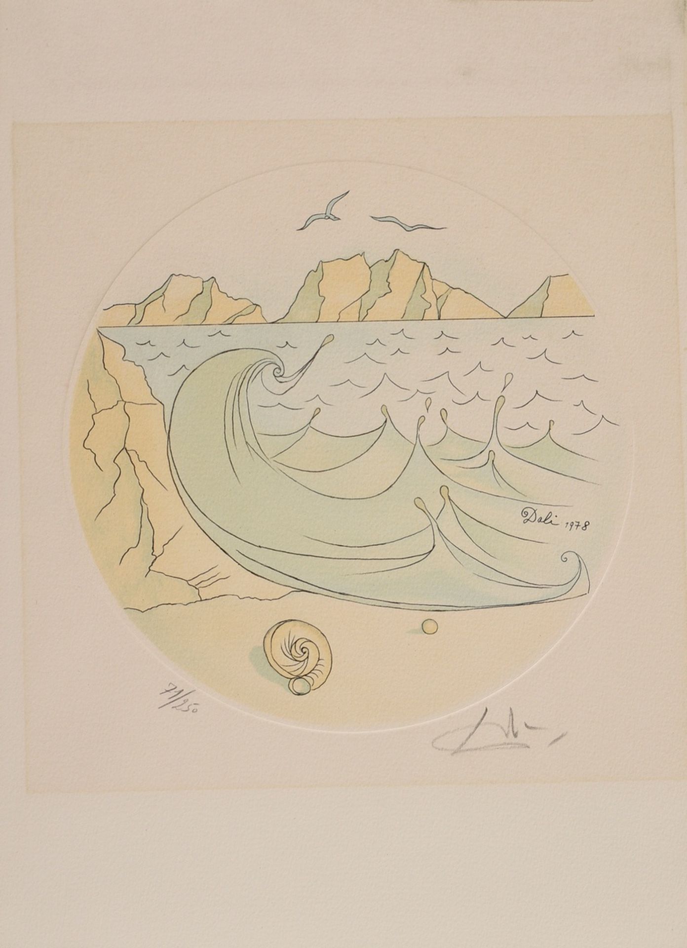 Dali, Salvador (1904-1989) ‘Aquarius’ 1978, colour etching, 71/250, sign./num. below, sign./dat. in - Image 2 of 3