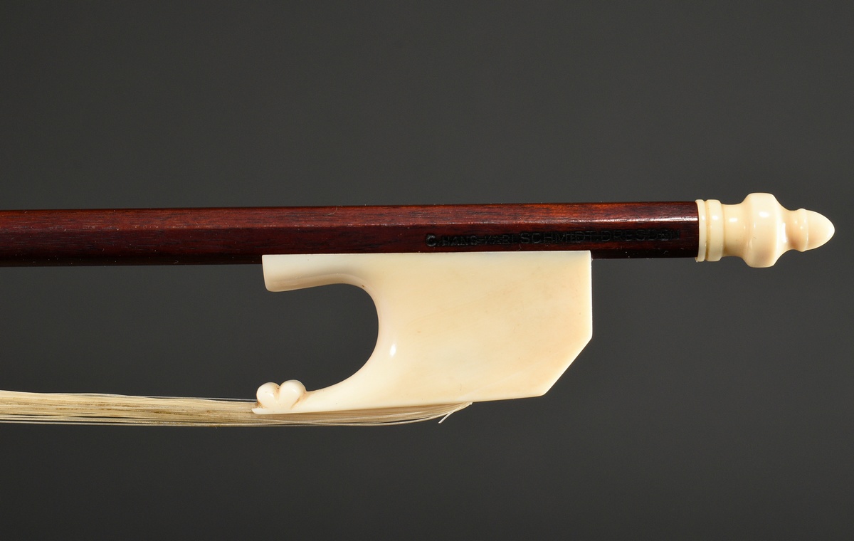 Master violin bow in case, so-called baroque bow, Saxony 20th century, brand stamp "C. Hans Karl Sc - Image 2 of 12