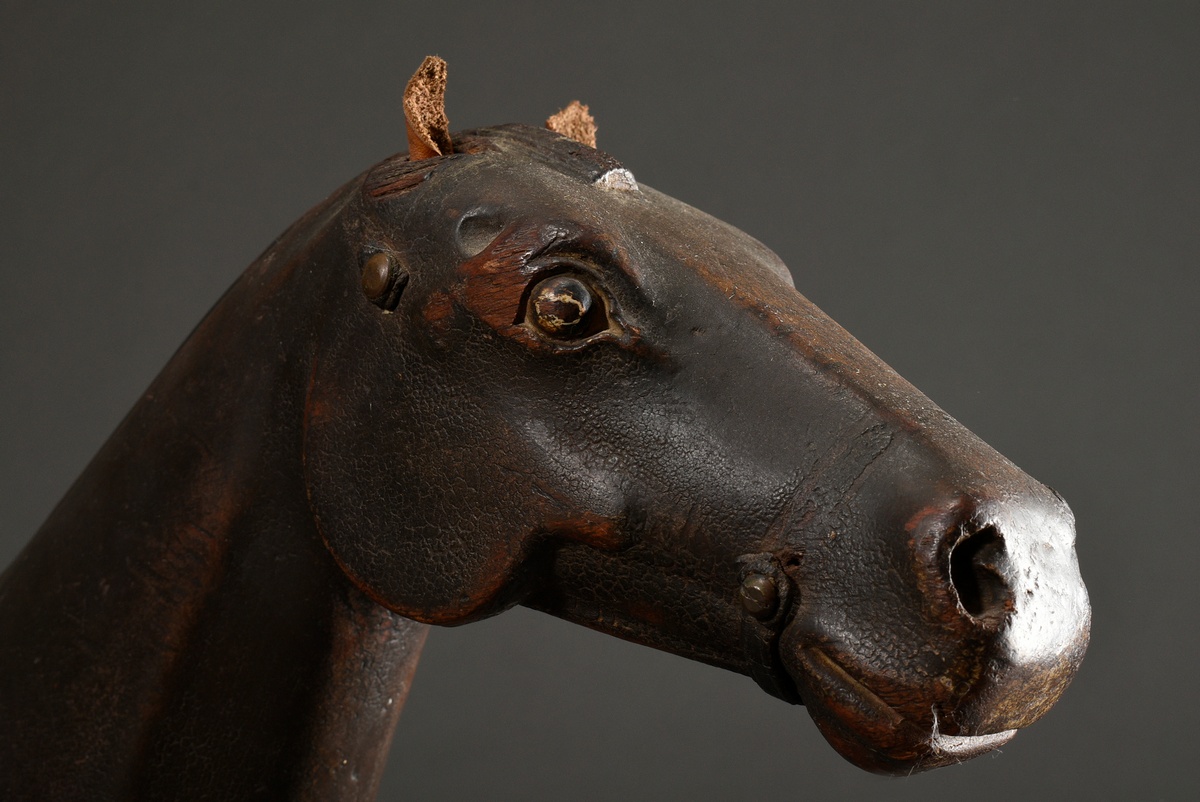 Drawing model ‘Galloping horse’, wood painted with leather ears and remains of the bridle, 19th cen - Image 7 of 20