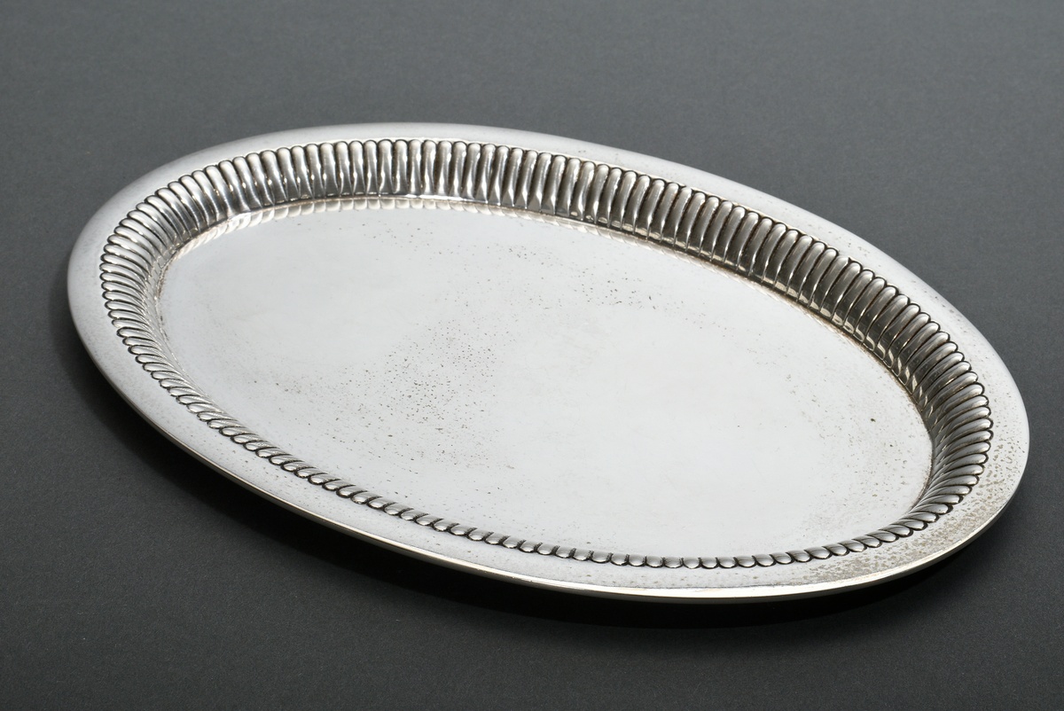 3 Pieces sugar and cream set on tray with grooved decoration, Mark: Julius Lemor, Breslau / Wroclaw - Image 2 of 6