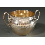 Silver sugar bowl with ear handles and rich ornamental engraved decoration, Koch & Bergfeld, model 