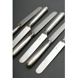 6 Hamburg butter knives ‘Fadenmuster’, Bramfeld & Gutruf, silver 800, 214g, pressure marks