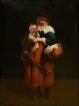 Unknown artist of the 18th c. "Mother and Child", oil/canvas doubled, 61x47,5cm (w.f. 80,5x66,6cm),