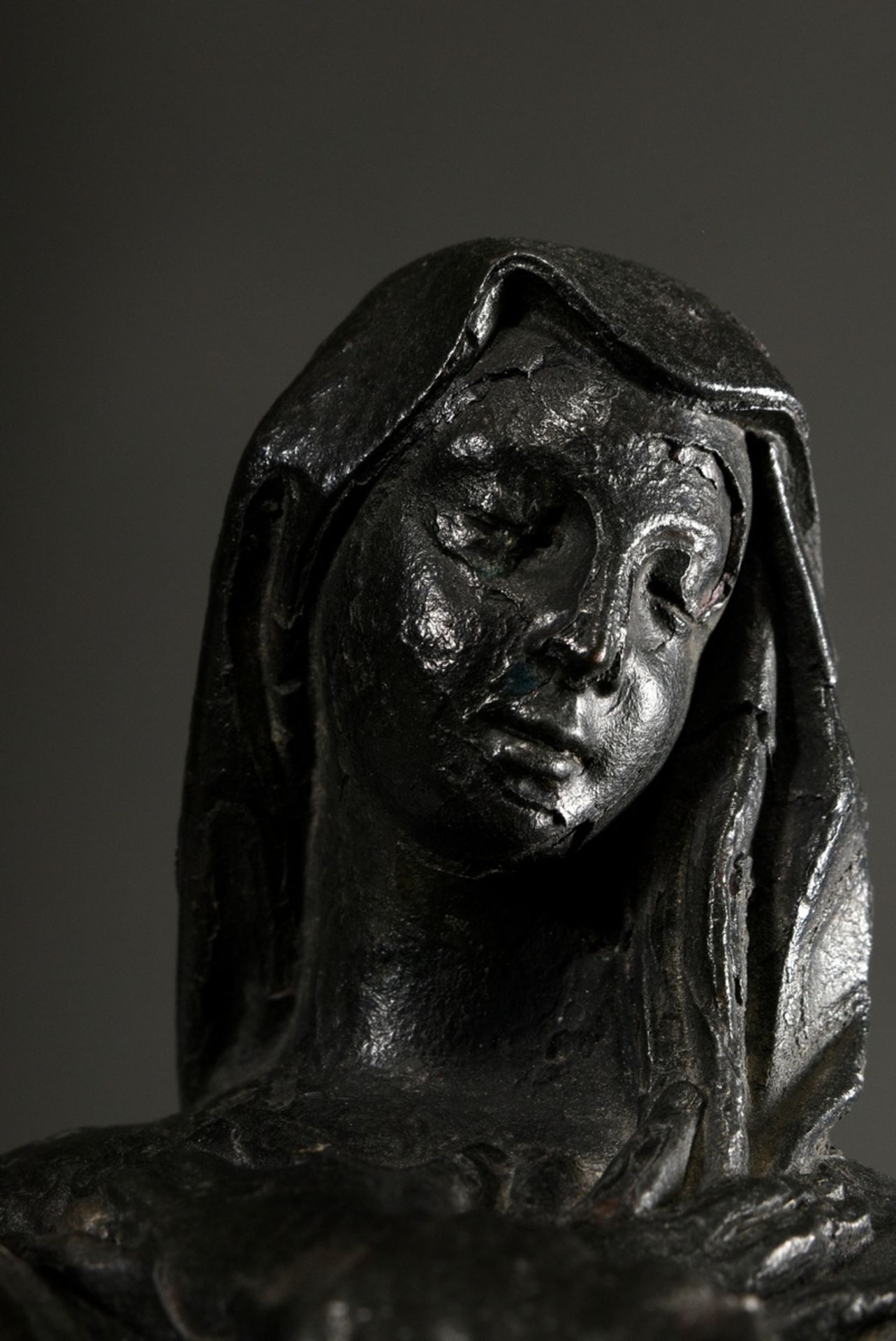 Metallguss "Maria Immaculata" im niederländischen Stil des 17.Jh., H. 31cm, diverse Beschädigungen - Bild 5 aus 11