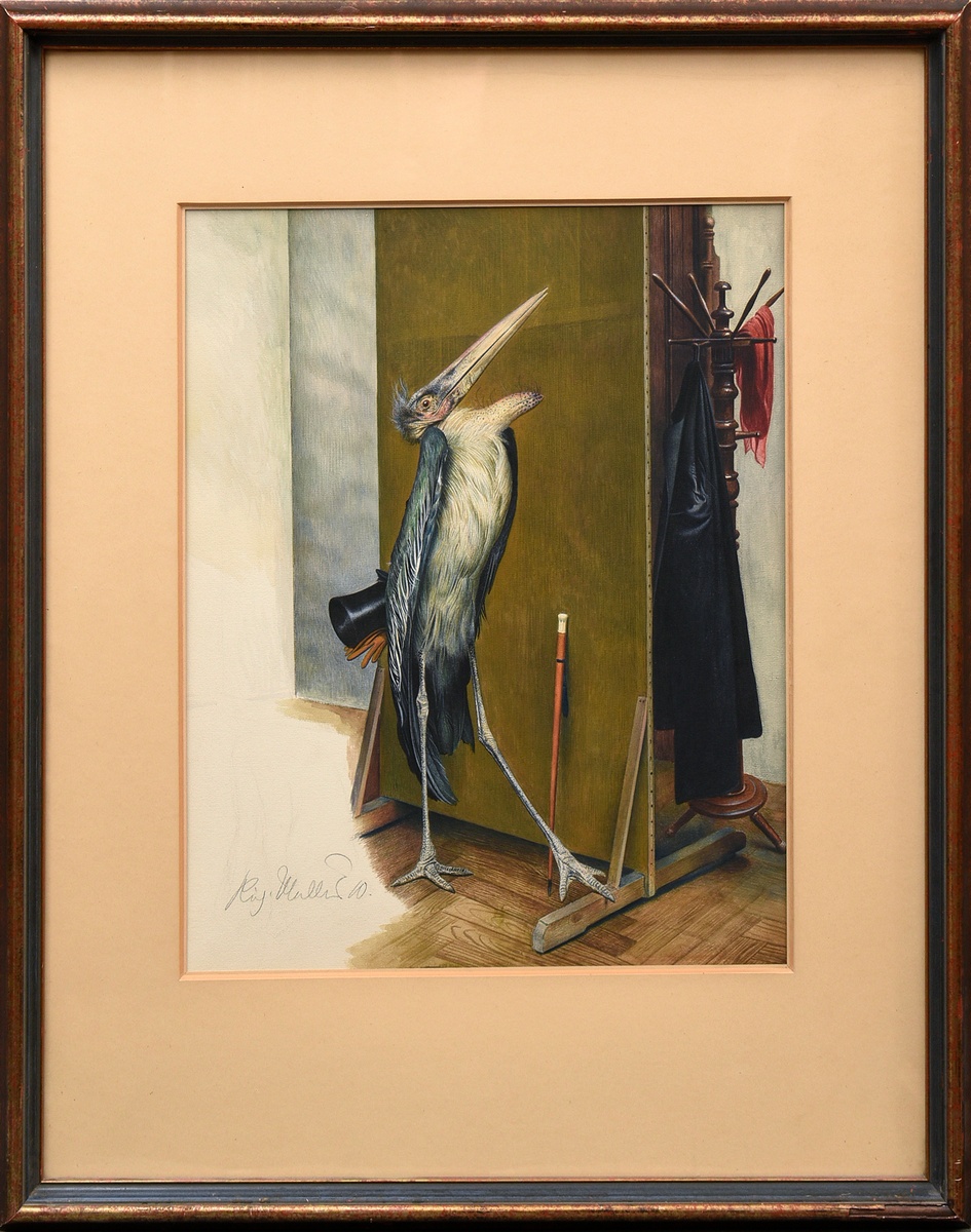 Müller, Richard (1874-1954) 'The Marabou' 1910(?), watercolour/paper mounted on cardboard, sign./da - Image 2 of 8