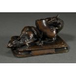 Aigon, Antonin (1837-1885) "Two Rats with Egg" 1869, bronze, marked on the front: "Les Deux Rats & 