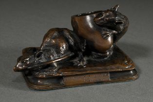 Aigon, Antonin (1837-1885) "Zwei Ratten mit Ei" 1869, Bronze, vorne bez.: "Les Deux Rats & L'oeuf