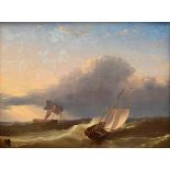 Unbekannter Maler des 19.Jh. „Seestück“ 1872 (Segler bei aufziehendem Sturm), Öl/Holz, u.l. undeutl