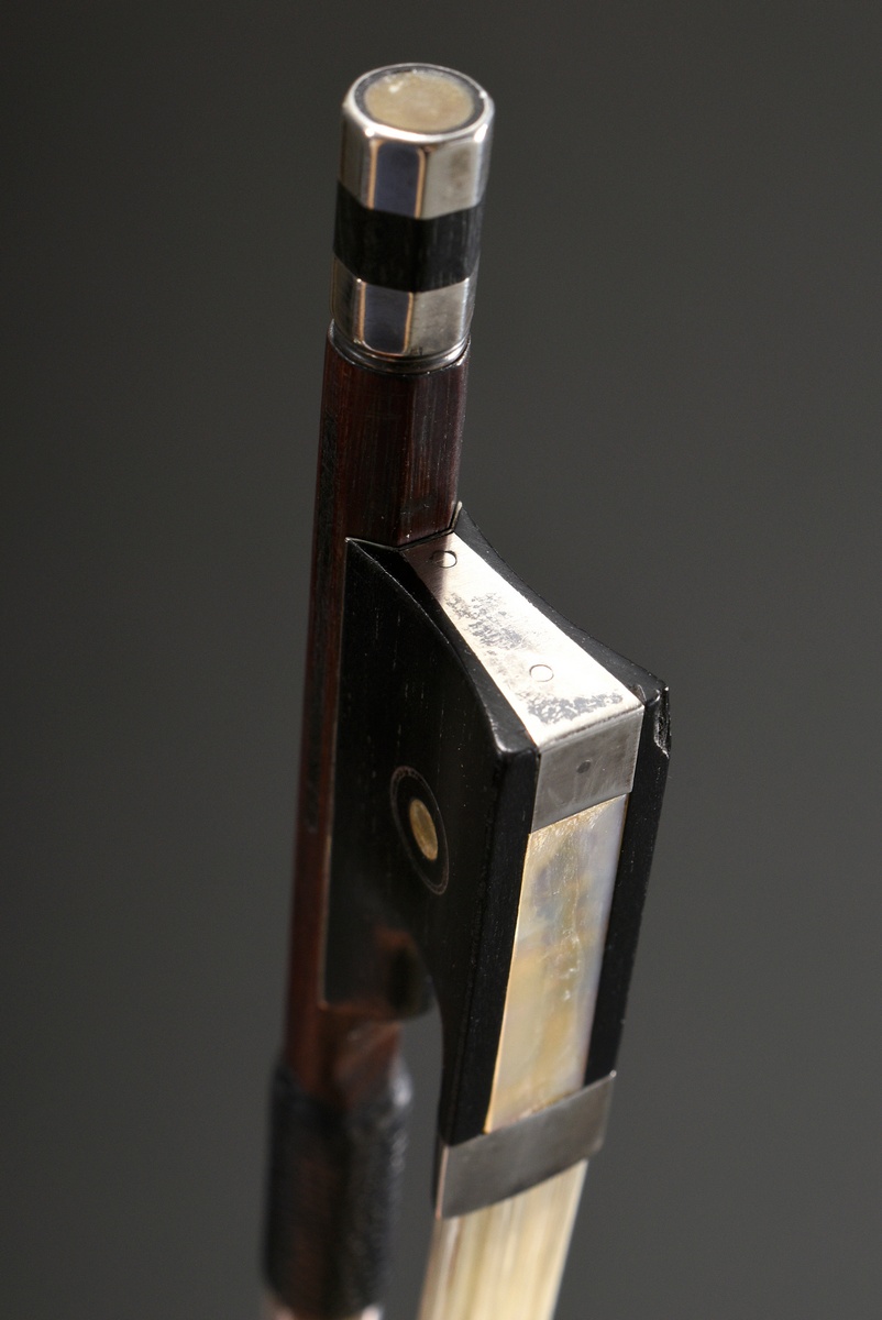 Master violin bow, Saxony 20th century, branded "C. Hans Karl Schmidt Dresden", octagonal pernambuc - Image 8 of 15