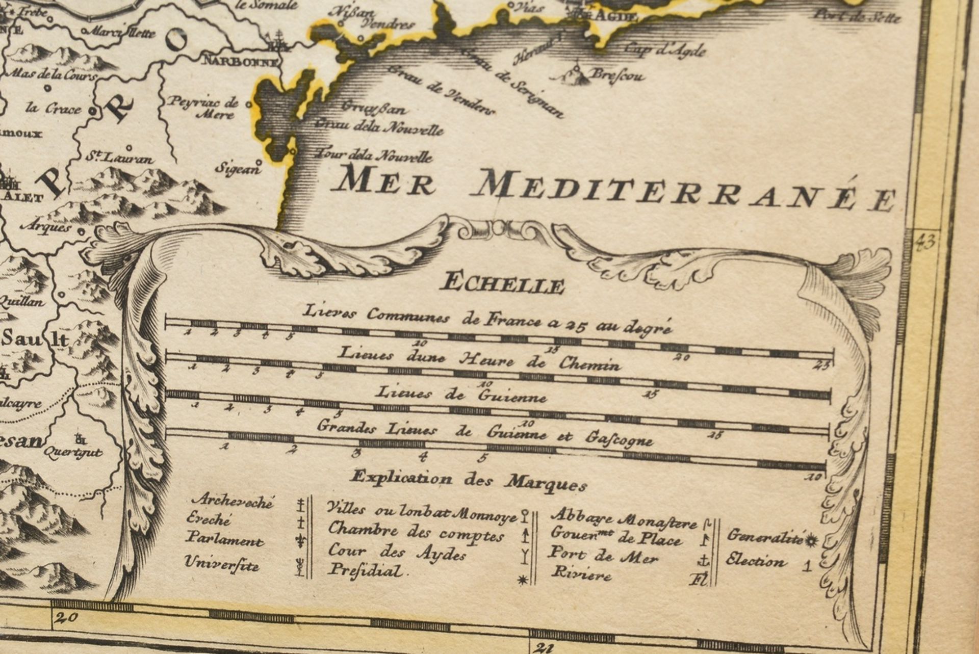 Homann, Johann Baptist (1664-1724) „Tabula Aquitaniae complectens Gubernationem Guiennae et Vasconi - Bild 3 aus 3