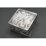 Small square box with relief decoration "Putti at the wash tub", MZ: unidentified, Amsterdam 19th c