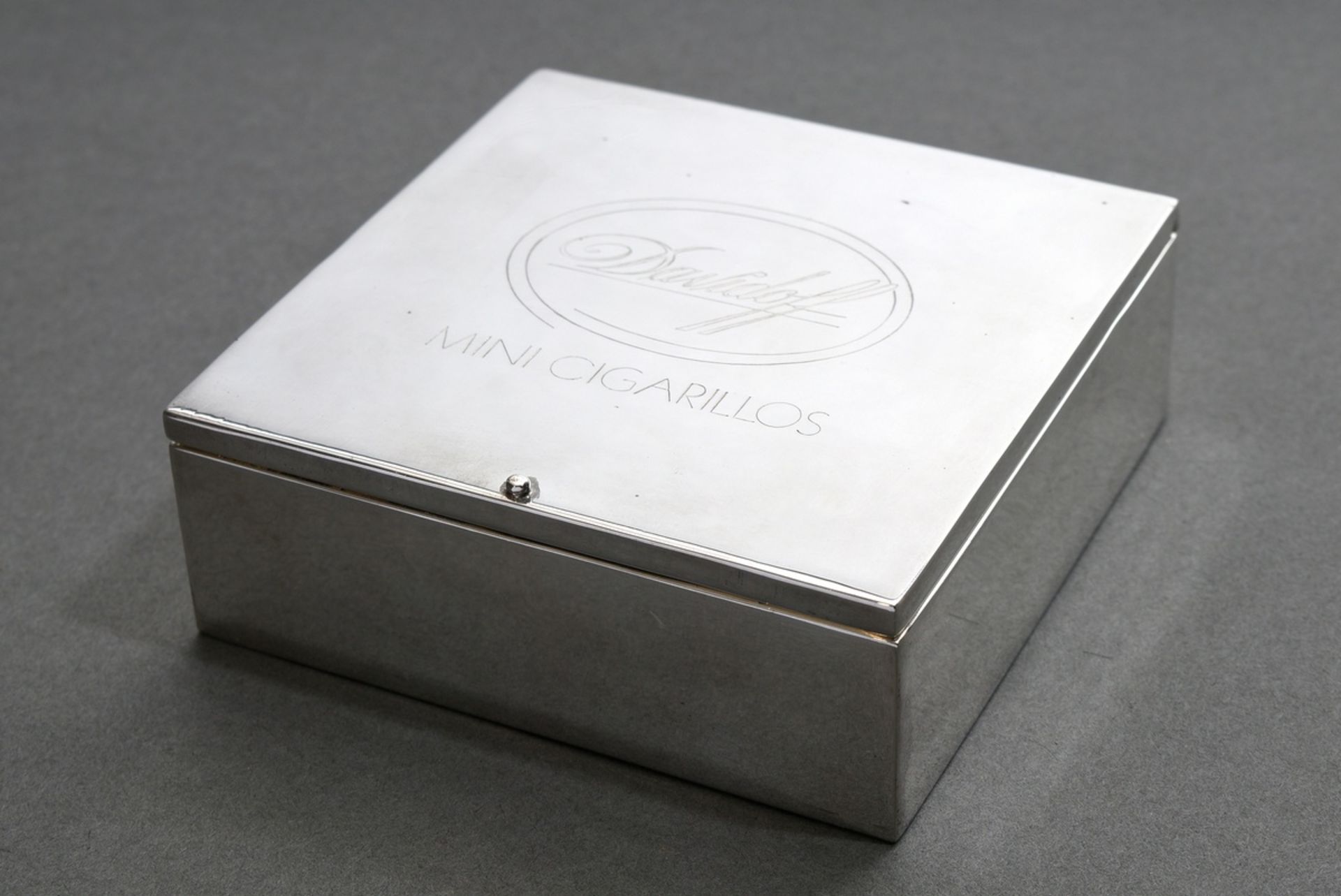 Eckige Zigarillo Box mit graviertem Deckel "Davidoff Mini Cigarillos", Handarbeit, Silber 999, 411g - Bild 8 aus 9